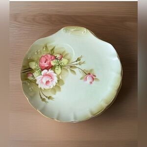 Lefton Vintage Green Heritage Rose Collection Snack plates #3071 ~Set of 4